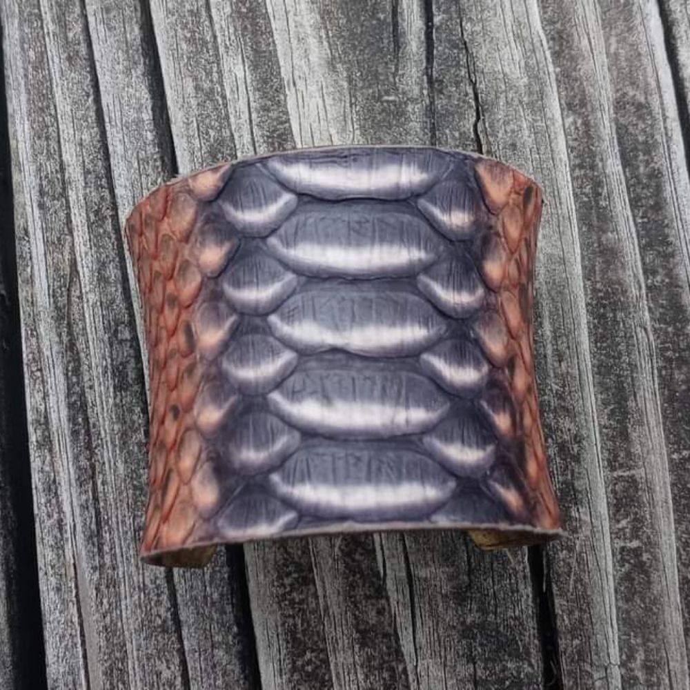 Vintage Rustic Cuff Python Bracelet Gold Metal - image 1